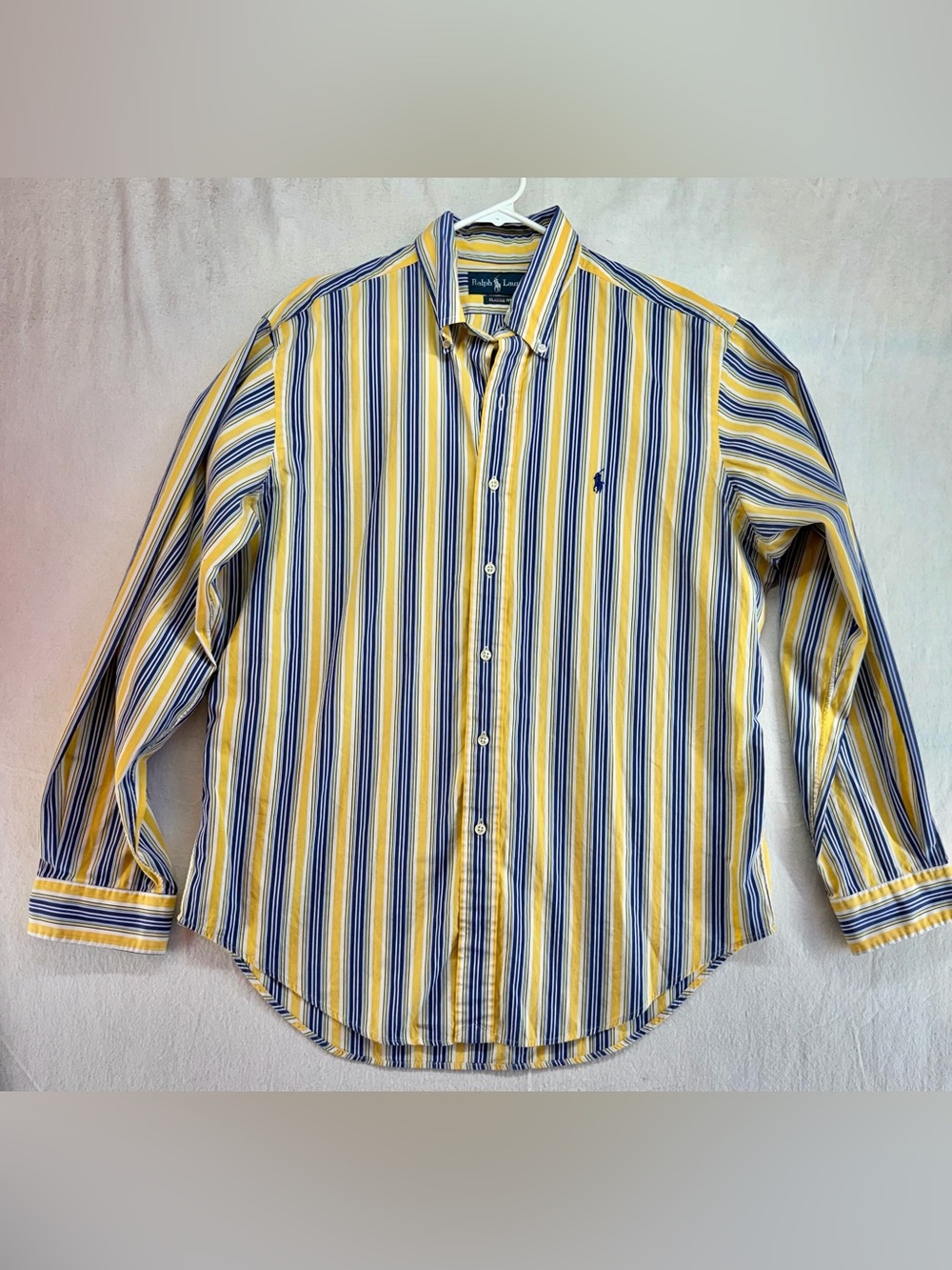 Ralph Lauren Yellow & Blue Striped Cotton Button-Down Shirt